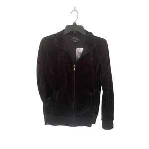 N.Y.L. Ladies Jacket Medium NWT Black Velvet‎ Zipper Front Soft